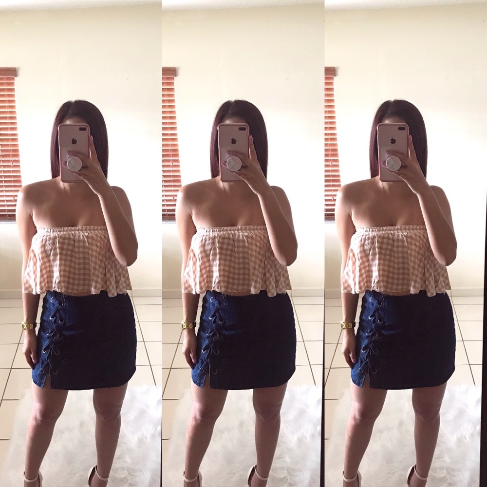 ‘GINGHAM’ Printed Crop - Picture 2 of 2
